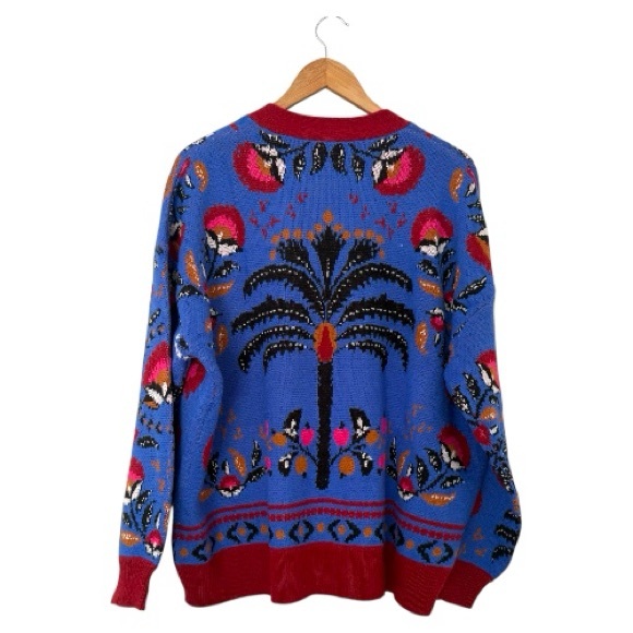 FARM RIO Palms Paradise Cardigan, Blue/Red, Size L, NWT ๐ง๐ท - Picture 8 of 13